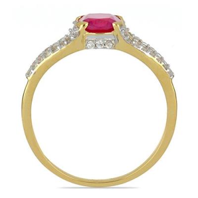 BUY 14K GOLD NATURAL GLASS FILLED RUBY GEMSTONE CLASSIC RING